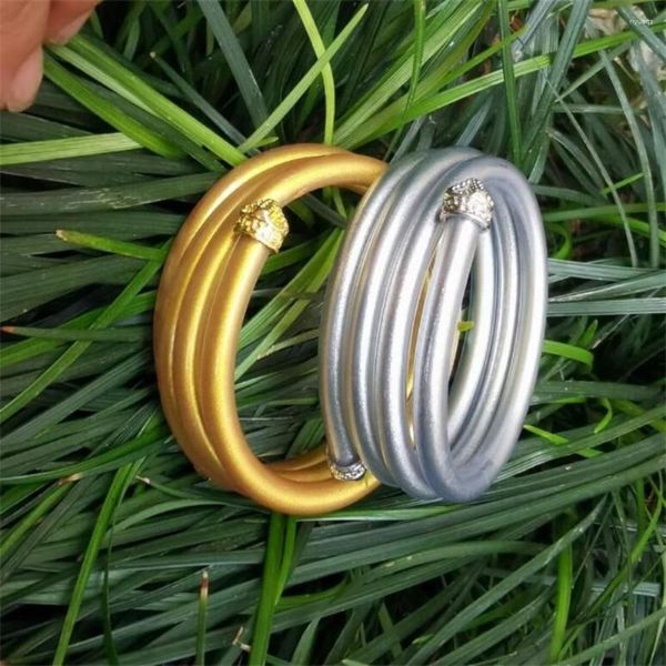 Pulseira de três camadas pilha ouro prata cor glitter sílica gel geléia pulseira conjunto plástico com forro de pó moda pulseiras jóias