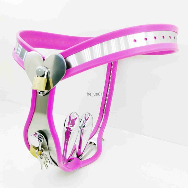 Bondage femminile in acciaio inossidabile tipo cuore cintura di castità anale plug vaginale biancheria intima BDSM Bondage dispositivo con serratura giocattoli adulti del sesso donne x0928