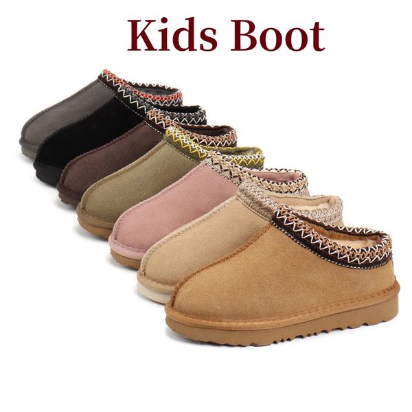 Bambini bambini Tazz Tasman Pantofole Stivali Ciabatte in pelliccia di castagno Pelle di pecora Shearling Mules Donna Uomo Ragazzi Ragazze Ultra Mini Platform Boot Slip-on Scarpe in pelle scamosciata Autunno Inverno