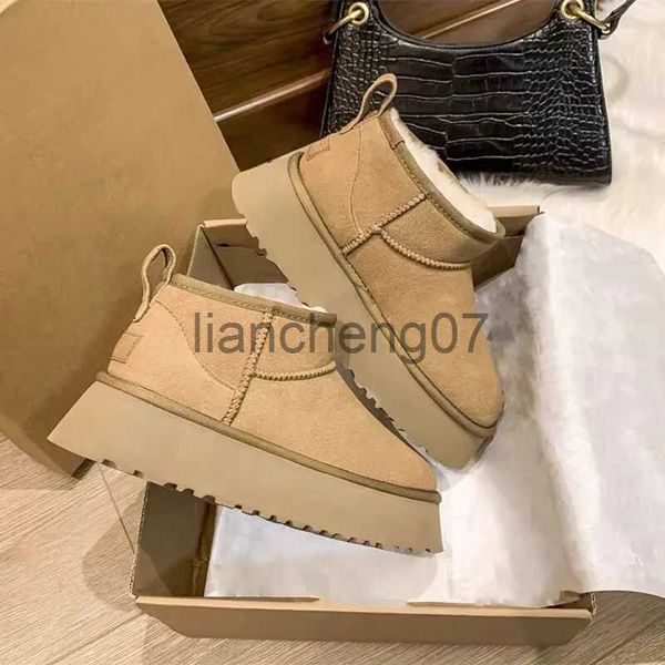 Botas de inverno pele quente tornozelo botas de neve mulheres nova casual real natureza lã camurça curta pelúcia senhora sapatos botas mujer x0928