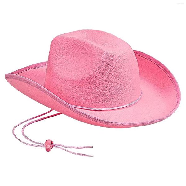 Berets Stage Performance Party Costumes Gift Cowboy Hat Lightweight Adjustable Western Cowgirl For Women Men With Chin Strap Wide Brim