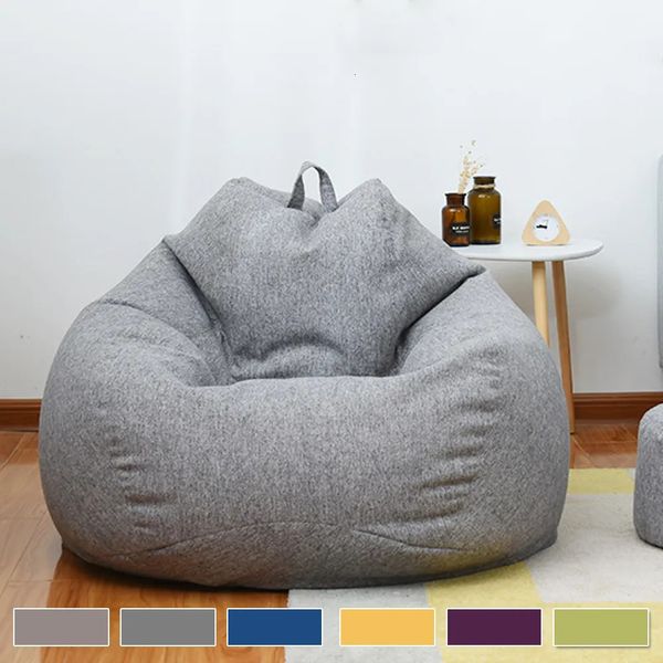 Stuhlhussen Lazy Sofabezug Große Bohnensitztasche Bequemer Outdoor-Stoff Pouf Puff Couch Tatami Wohnzimmer Sitzsäcke 230921