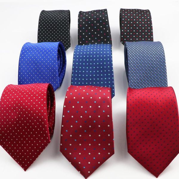 Fliegen 7 cm Business-Krawatte für Herren, formell, Polyester, gepunktet, schmal, klassisch, Hochzeit