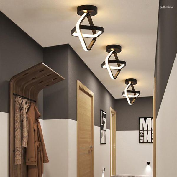 Luzes de teto remoto LED para sala de estar quarto corredor lustres iluminação interior preto branco quadro corredor