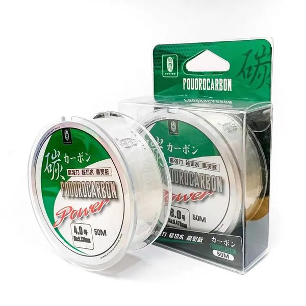 Linha de trança ZUKIBO 50M 100% True Fluorocarbon Fishing Line Japonês Linha de fibra de carbono Monofilamento Líder Linha Front Wireway Transparente 230927