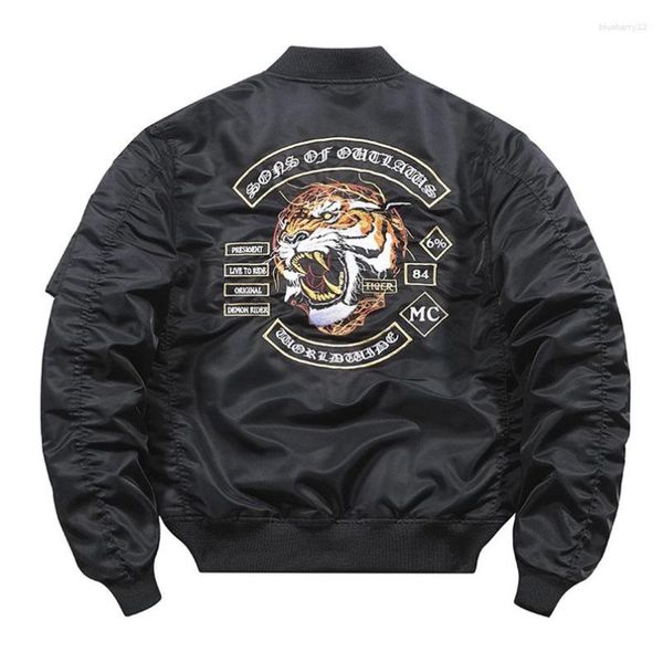 Jaquetas masculinas primavera bombardeiro jaqueta homens tigre bordado casaco masculino impermeável windbreaker para menino