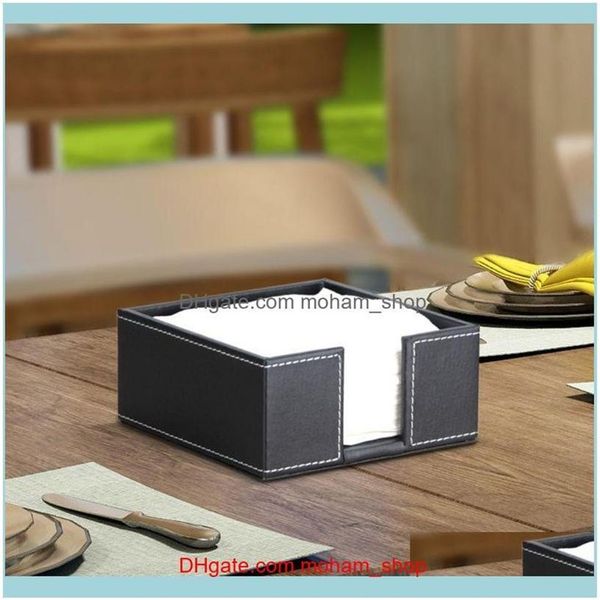 Boxen Servietten Dekoration Zubehör Küche Gardenpu Leder Quadrat Cocktail Serviettenhalter Tissue Box Papier Serviette Spender Bar235D