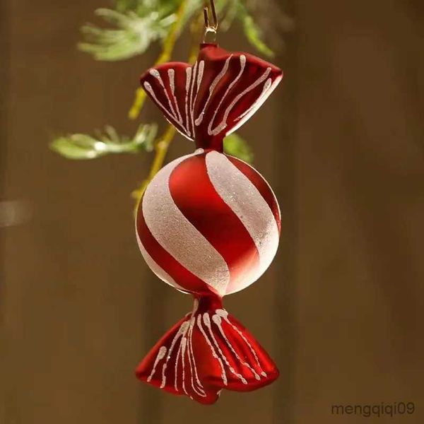 Decorações de natal galvanizado vermelho doce natal bola ornamentos árvore de natal pingente ano novo natal decoração para casa