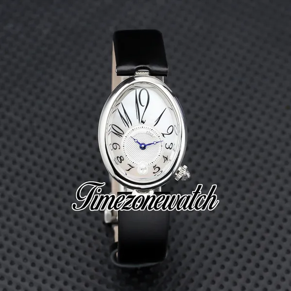 Novo Reine de Nápoles 8918BA Relógio feminino de quartzo suíço Caixa de aço MOP Dial Marcadores árabes Pulseira de couro preto Relógios femininos TWBG Timezonewatch Z01A