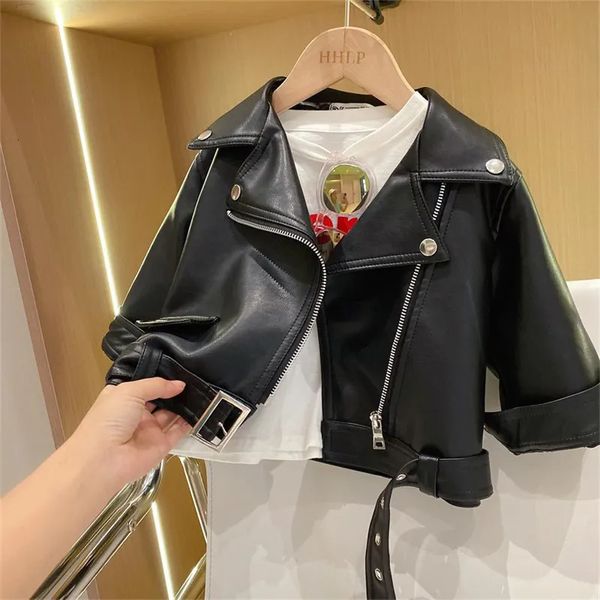 Jaquetas Primavera Outono Meninos Couro Para 2-8 Anos 2023 Novos Clássicos Bonito Bebê Menino Pu Outerwear Crianças Roupas Zipper Fly Casacos 230928