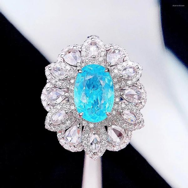 Anelli a grappolo AIGS HJY Gioielli in oro puro 18 carati Pietre preziose di vera tormalina Paraiba Diamanti da 2,61 ct Collane con pendente certificate