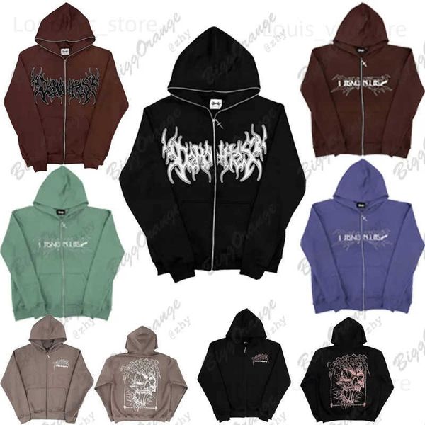 Hoodies masculinos moletom harajuku oversized hoodie preto com zíper moletom kawaii punk y2k streetwear crânio ponto kpop roupas escuras top roupas femininas t230928