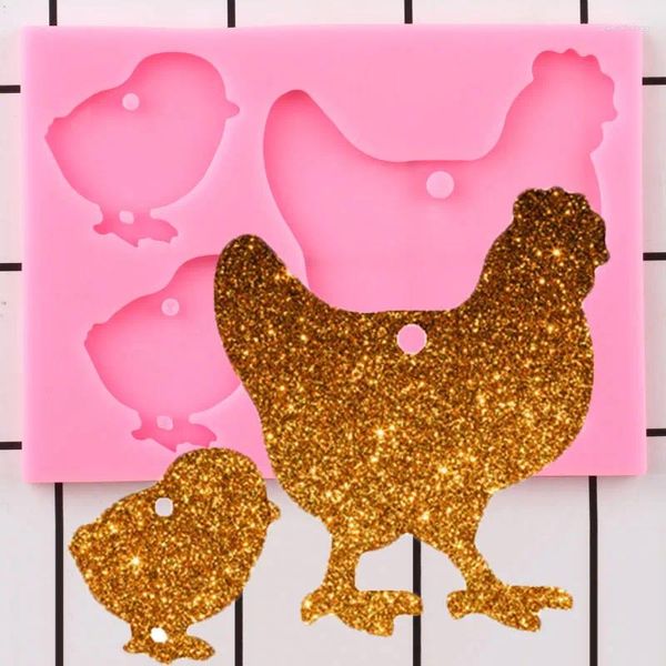 Backformen, glänzendes Huhn, Schlüsselanhänger, Silikonformen, Tier-Schlüsselanhänger, Anhängerform, DIY-Schmuckherstellung, Epoxidharzform