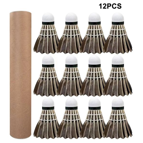 Bolas 12pcs pato pena badminton petecas estádio atividades de alta velocidade treinamento escola esportes tubo de armazenamento interior ao ar livre preto 230927