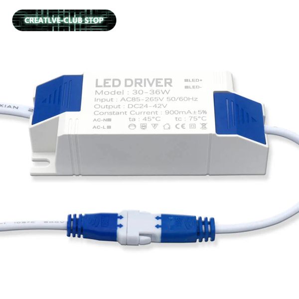 30w-36w led painel lâmpada fonte de alimentação transformador de iluminação AC85-265V saída 600ma DC24-42V driver led externo conector dc