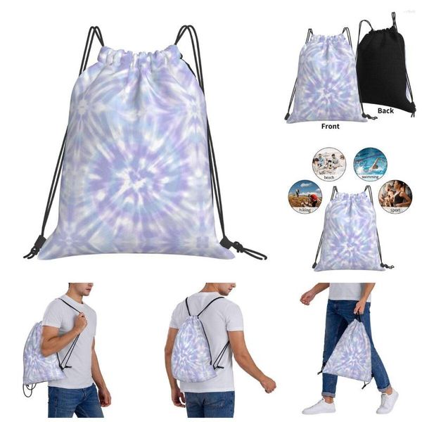 Mochila Campo Pacote Luz Azul E Roxo Tie Dye Aesthe Geek Creative Drawstring Bags Gym Bag