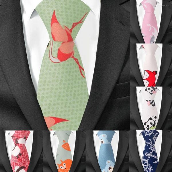 Носовые платки, модный галстук с животными для мужчин и женщин, свадебные деловые повседневные галстуки с героями мультфильмов, классический костюм, тонкие хлопковые галстуки