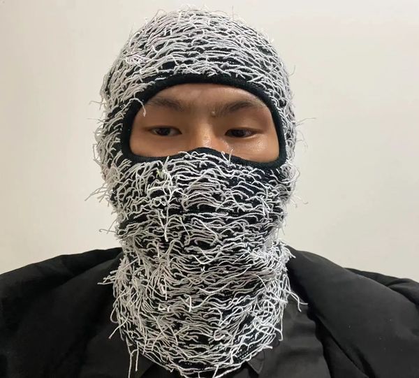 Moda Yüz Maskeleri Boyun Hip Hop Tam Yüz Balaclava Sıkıntılı Örme Maske Sheisty Maske 230927