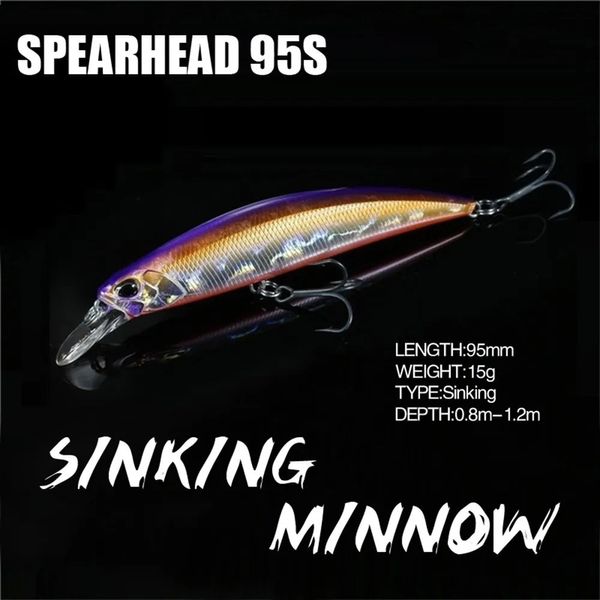 Yemler 9.5cm 15g balıkçılık cazibesi minnow wobbler mızrak başı ryuki 95s uzun dökme batma trolleme yüzen yüzme jerkbait yapay yem bas yem 230927