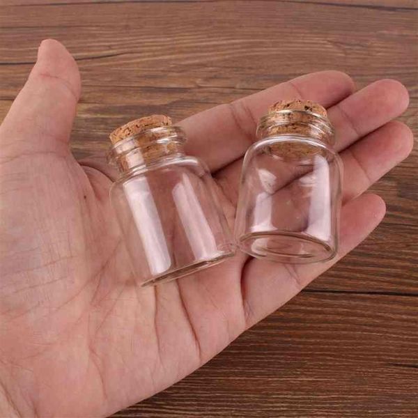 24pcs 30 40 17mm 15ml Mini garrafas de vidro frascos minúsculos frascos com rolha de cortiça presente de casamento 210330295O