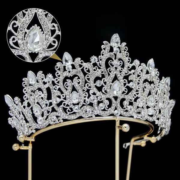 Corona da donna di design più recente di lusso con cristalli CZ Tiara da sposa Fidanzamento Dolce 15 corone da festa per donna Diademi fatti a mano SPBH2303