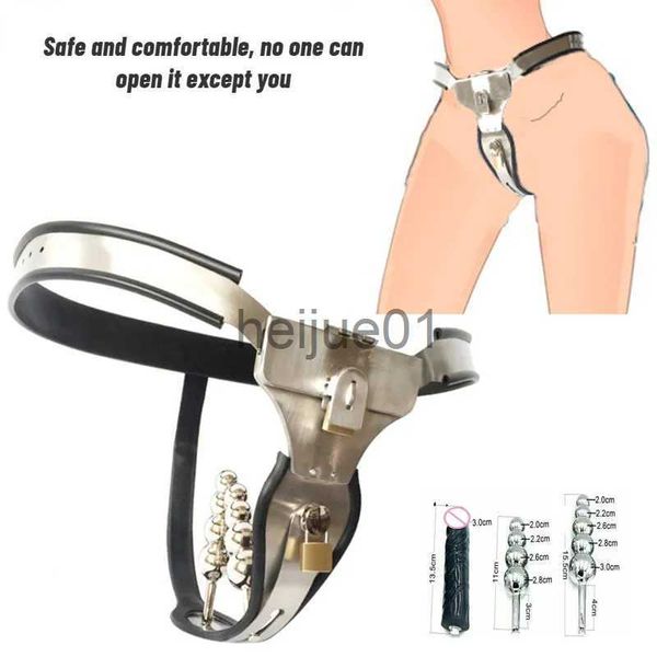 Bondage Feminino EMCC Aço Inoxidável Cinto de Castidade de Silicone com Design de Escudo com Plug Anal Calças Vaginais Dispositivo Adulto Brinquedos Sexuais Mulheres X0928