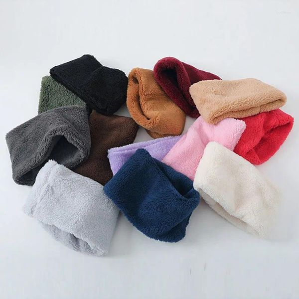 Mützen, Schals, Handschuhe, Sets, Winter, plus Fleece, Snood, modisch, einfarbig, lässig, weich, bequem, Schal, Einzelkreis, neutral, dick, hoch