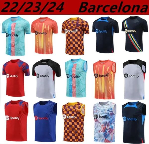 23/24 homens Barcelona TRACKSUIT camisa de futebol barca estilo clássico terno de treinamento adulto 22 23 colete de manga curta tracksuits888