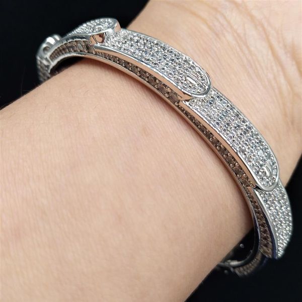 18K goud en wit vergulde CZ zirkonia heren hiphop Iced Out Bangle armbanden goud en diamanten wielen Bangle geschenken 287L