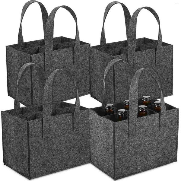 Garrafas de armazenamento 4 Pcs Cerveja Tote Bag Organizador Garrafa 6 Divisor Bolsa Carry