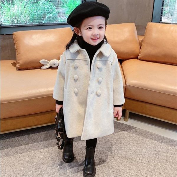 Куртки, пальто для девочек, зимний двубортный плащ, пальто для детей 2–7 лет, осенняя корейская детская одежда для детей, верхняя одежда, подарок на день рождения
