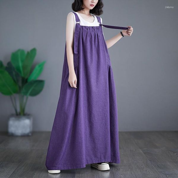 Lässige Kleider 2023 Ankunft Verstellbarer Schultergurt Preppy Style Süßes Mädchen Chic Sommer Denim Kleid Mode Frauen lang