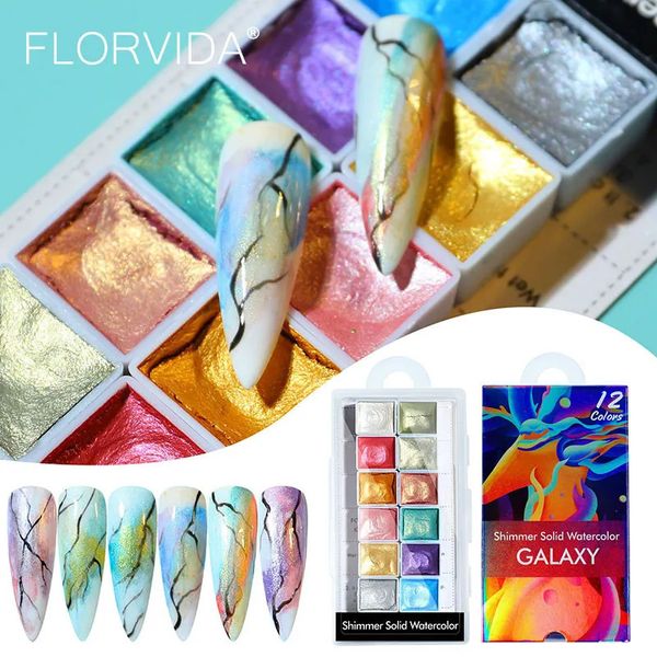 Kit per nail art Kit da 12 colori Acquerello Perla Glitter Polvere solida Shimmer Pigmento cromato Polveri olografiche per unghie Set 230927