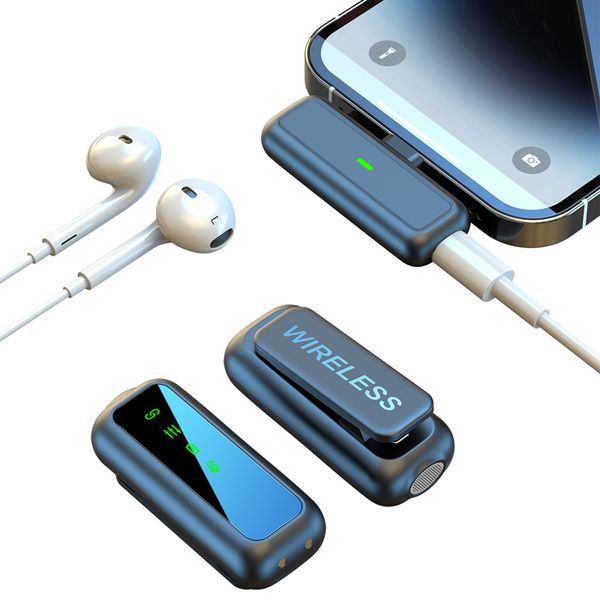 Мини-беспроводной петличный петличный микрофон SX6 для iPhone, iPad — с зарядным чехлом емкостью 500 мАч, время работы 30 часов, 2 комплекта небольших микрофонов с клипсой для Tiktok, YouTube