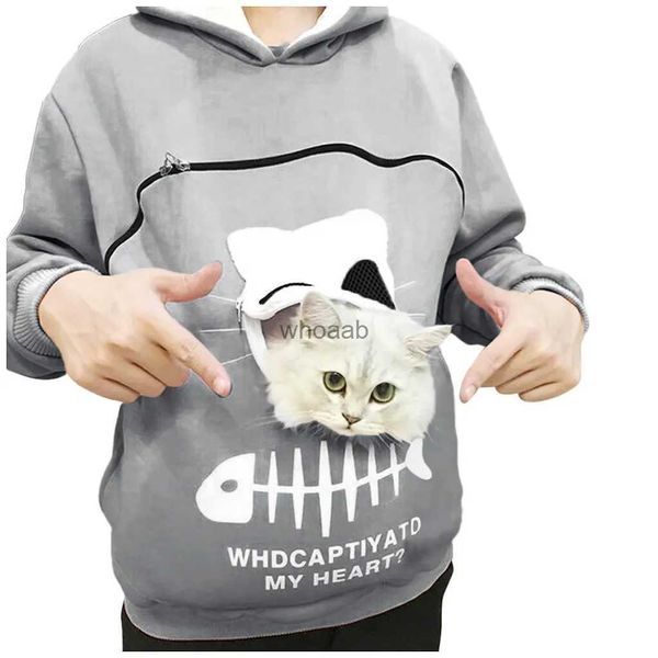 Женские пуловеры для любителей кошек, кенгуру, собаки, домашних животных, лапы, пуловеры с карманами для животных, с капюшоном и ушами YQ230928