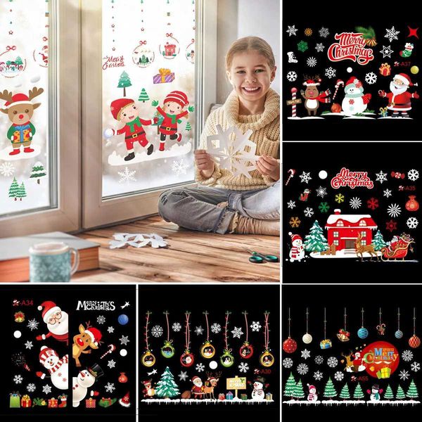 Noel Dekorasyonları Mutlu Noel Duvar Sticker Pencere Cam Noel Dekor Evde Oturma Odası Duvar Dekor Mutlu Yıllar Çıkartmaları