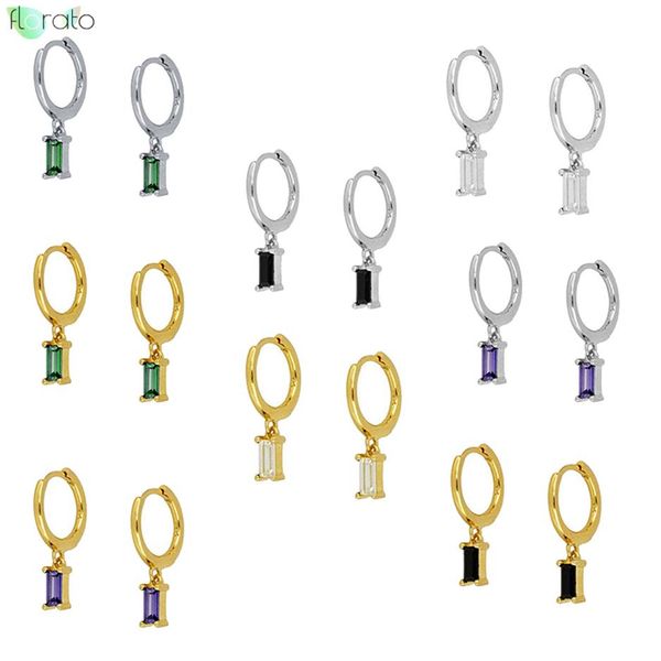 Weiße schwarzgrüne lila Farbe CZ Ohrringe Set winzig charmant Kristall 925 Sterling Silber Small Hoop Ohrringe für Frauen Schmuck275g