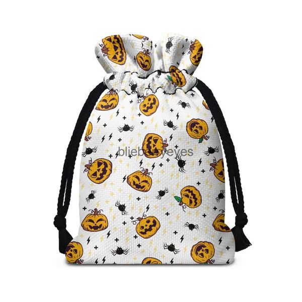 Sacola de presente com cordão para presente, caveira de Halloween, bolsa de armazenamento14blieberryeyes