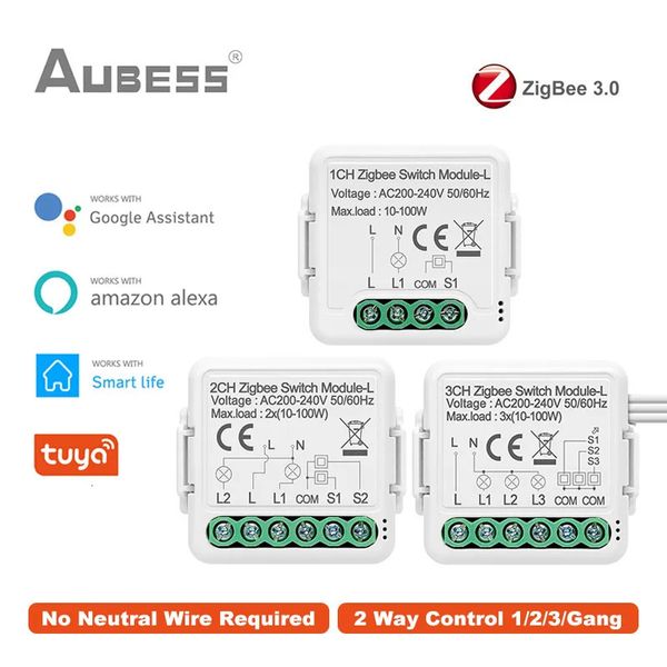 Outros eletrônicos Tuya Zigbee Smart Switch Não é necessário fio neutro 123 Gang Support Controle bidirecional funciona com Alexa Google Home Alice 230927