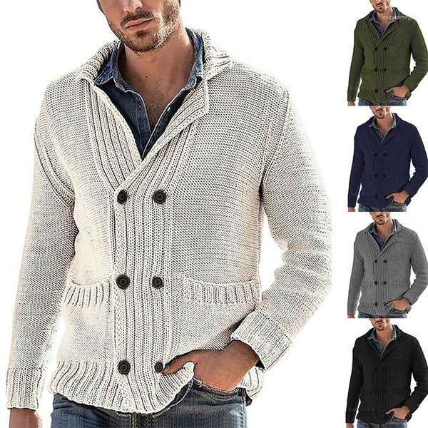Suéteres para hombres 2023 Suéter de punto Cárdigans más gruesos Ropa de diseñador Hombres Doble botonadura Chaquetas casuales masculinas Sweatercoat M-4XL