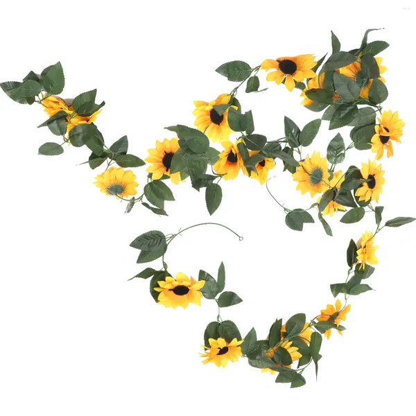 Dekorative Blumen, 2 Stück, Dekoration, künstliche Blumen, künstliche Hänge-Rattan, Frühlings-Sonnenblume, Zuhause, gefälschte Seidenrebe, Party-Simulation