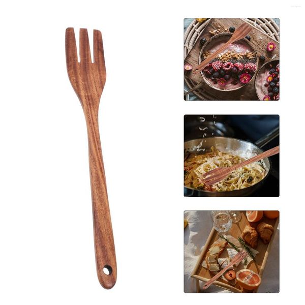 Set di stoviglie Forchetta in legno Utensili per la casa Cucina resistente all'usura Utensili per friggere portatili Resistenti al calore