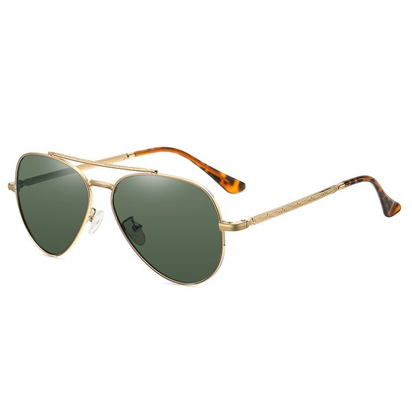 Modische polarisierte Sonnenbrille, Vintage-Designer-Pilot-Sonnenbrille, 57 mm, geschnitzter Metallrahmen, Outdoor-Fahren, UV400-Sonnenbrille für Herren