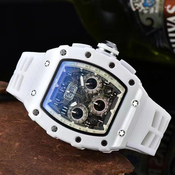 Armbanduhren 6-polige Modemarke Automatische mechanische Uhren Herren Wasserdichte Skelett-Armbanduhr mit Damen- und Herren-Lederarmband