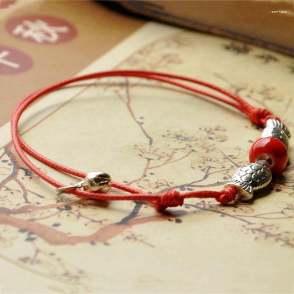 Braccialetti con ciondoli 12 pezzi/lottp Stile semplice per le donne Perline di ceramica Lega etnica Doppio braccialetto di pesce Braccialetti di perline Regalo di gioielli