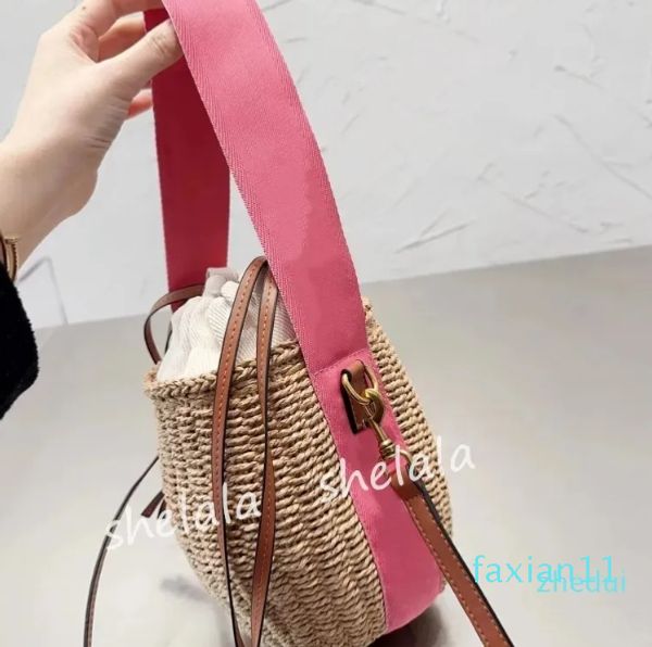 Mini Straw Buck Bags Tasarımcı Çanta Beach Crossbody Tote Tote Tek Omuz Kadın Tığ işi Çanta Tohumları