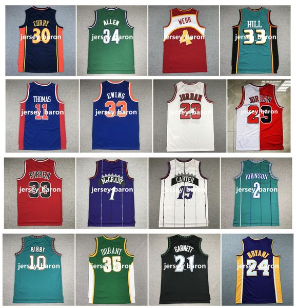 Allen Iverson Bryant Kevin Durant Basketballtrikot Lebron James Charles Barkley Muggsy Bogues Tim Duncan Reggie Miller Jason Williams Throwback