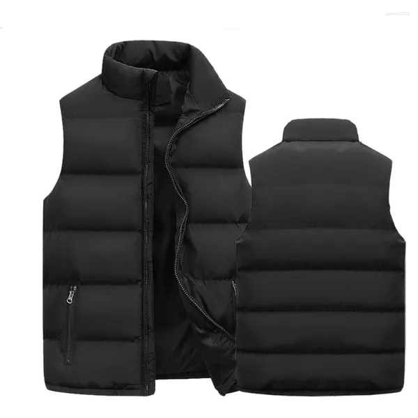 Coletes masculinos colete de inverno marca roupas jaqueta quente térmica sem mangas jaquetas casual colete à prova de vento casacos com zíper para baixo