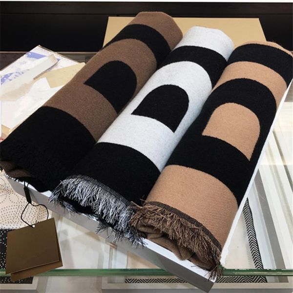 2022 designer de lã cachecol masculino luxo cachecóis das mulheres inverno outono moda grande carta cachecóis tamanho 188x33cm2688