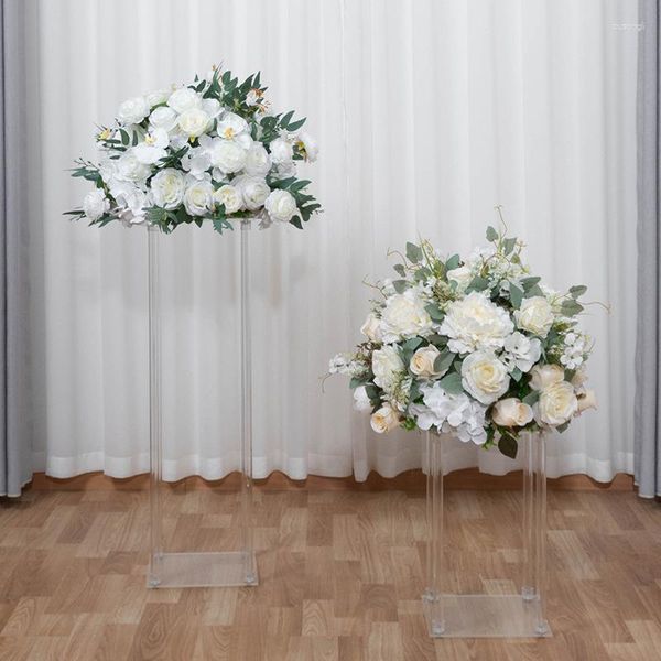 Fiori decorativi Deluxe personalizzati Palla di fiori bianchi Centrotavola per matrimoni Decorazione Tavolo Festa Palcoscenico Strada Vetrina